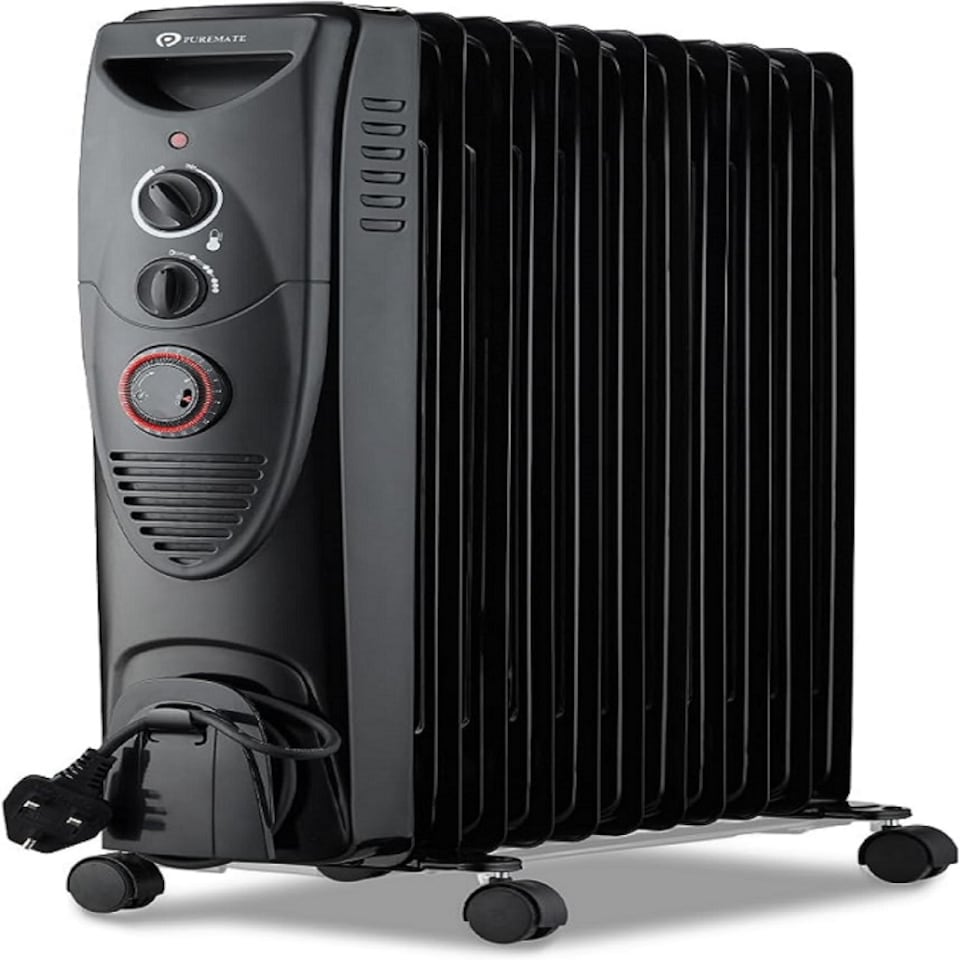 image 1 of 2500W Oil Filled Radiator with 11 Fins Black