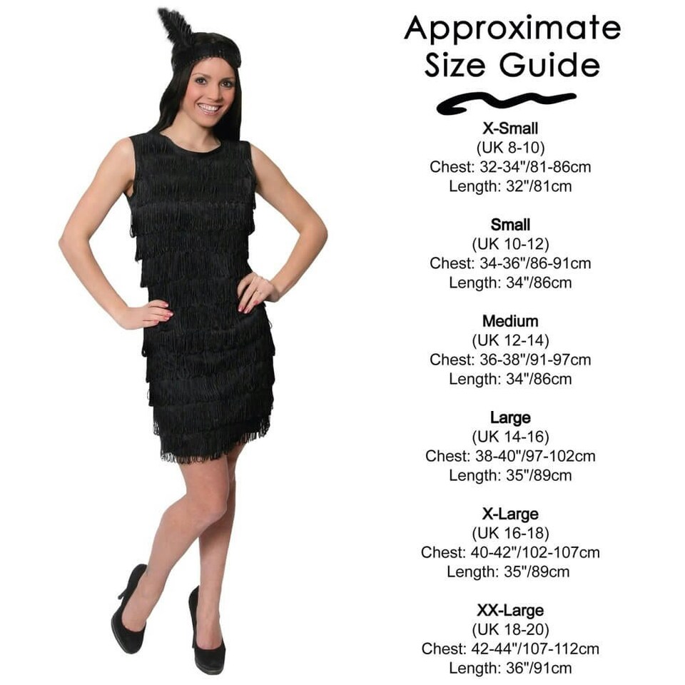 image 1 of Ladies Black Flapper Dress Black | XS