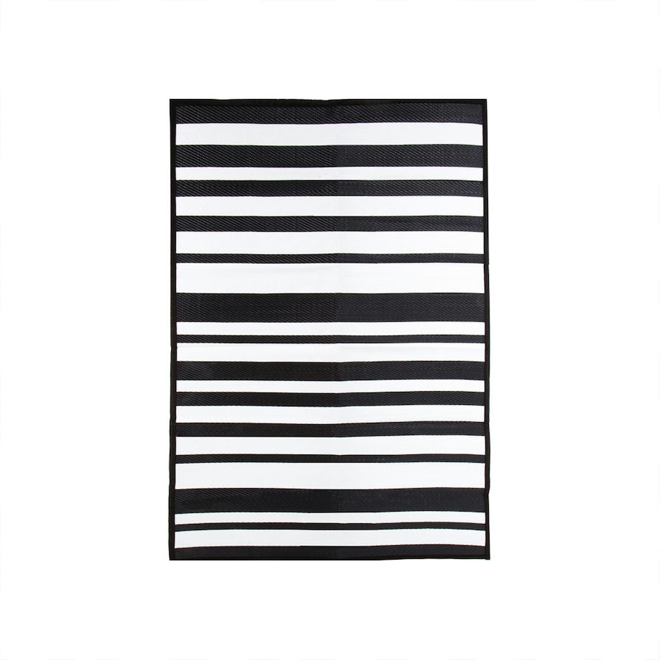 image 1 of Charles Bentley Stripe 100% Weatherproof Rug Indoor/Outdoor Black 120x170cm