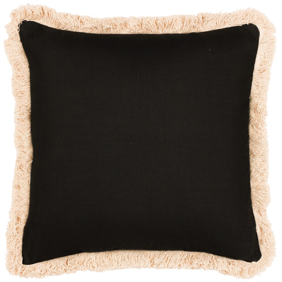 image 1 of Paoletti Oromo Printed Geometric Fringed Cushion, Brown , 45 x 45cm