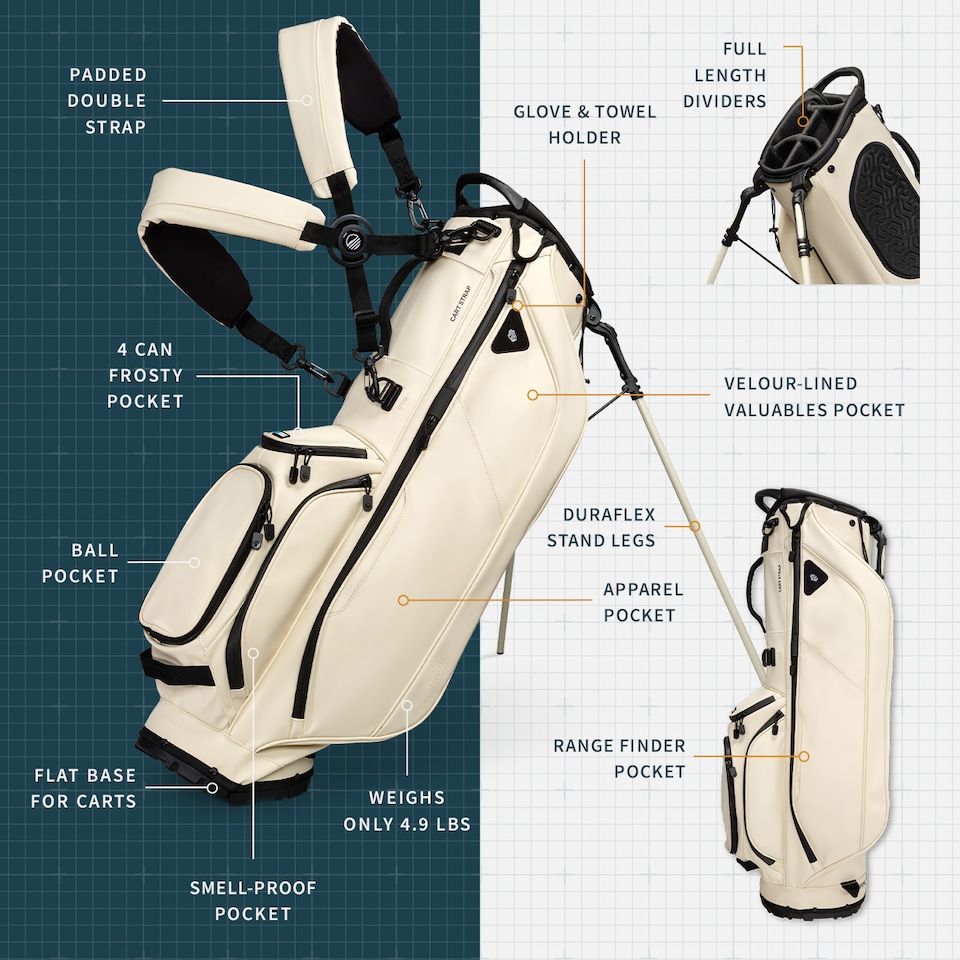 image 1 of Ryder S-Class Golf Bag - Cream