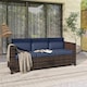 image 6 of Outsunny Rattan Wicker 3-seater Sofa Chair Patio Furniture, Dark Blue | Blue | Orange | Three Seater