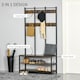 image 3 of HOMCOM Coat Rack Stand, Free Standing Hall Tree, Coat Stand with Hooks, Bench and Shoe Rack, 100cm x 38.5cm x 185.5cm, Industrial Style, Rustic Brown and Black
