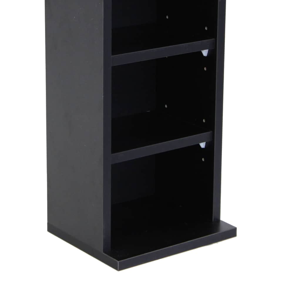 image 1 of 6 Tier Black Wooden CD DVD Game Book Shelf Storage Tower Rack - Fits 102 CDs