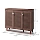image 2 of Essentials Slatted 3 Door 3 Tier Shoe Cabinet Walnut Finish
