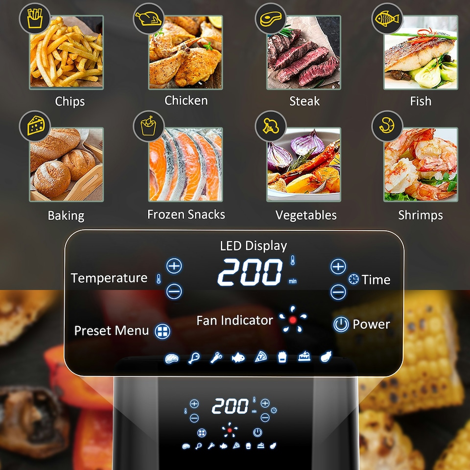 image 1 of HOMCOM Air Fryer 4.5L 1500W with Digital Display Rapid Air Circulation Timer