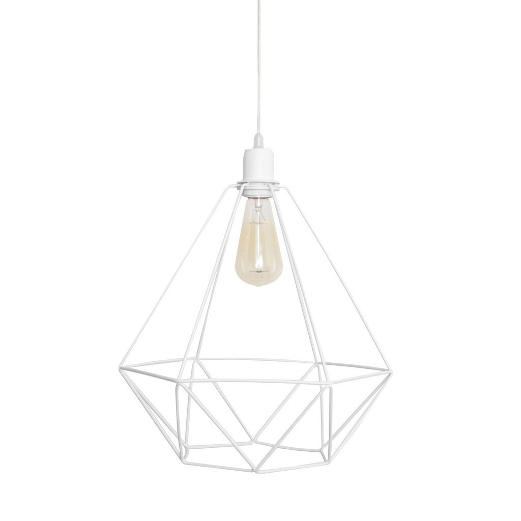 Karo Wire Frame Pendant Ceiling Light White 35cm