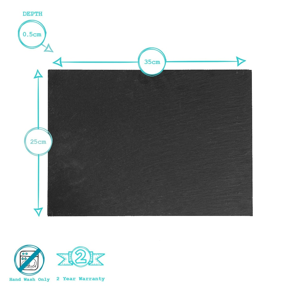 image 1 of Argon Tableware Linea Rectangle Slate Placemats - 35 x 25cm - Pack of 6 Black