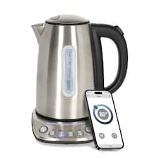 Nedis Smart Wi-Fi Kettle, 1.7L Stainless Steel, Variable Temperature 70-100c, 2200W, App& Voice Control, Compatible with Alexa & Google