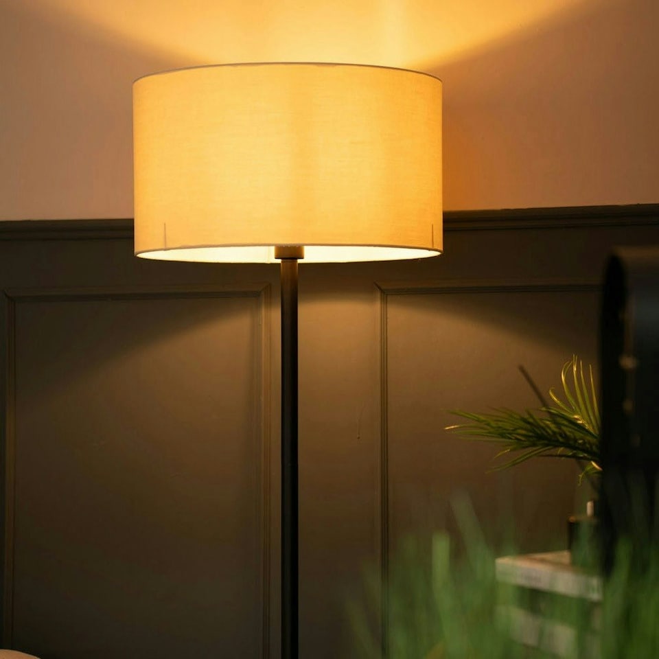 image 1 of ValueLights Modern Standard Floor Lamp With Natural Shade
