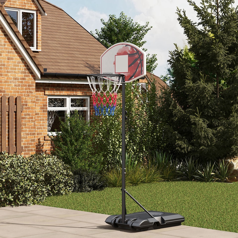 image 1 of SPORTNOW Adjustable Basketball Stand Net Set System with Wheels, 179-209cm