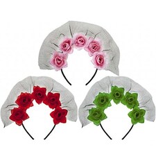 Assorted Roses and Veil Headband Halloween Fancy Dress