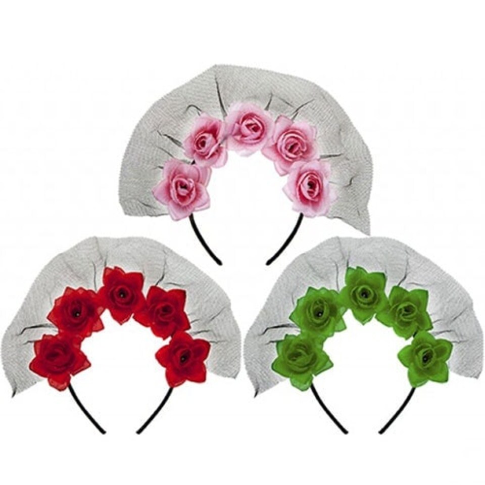 Assorted Roses and Veil Headband Halloween Fancy Dress
