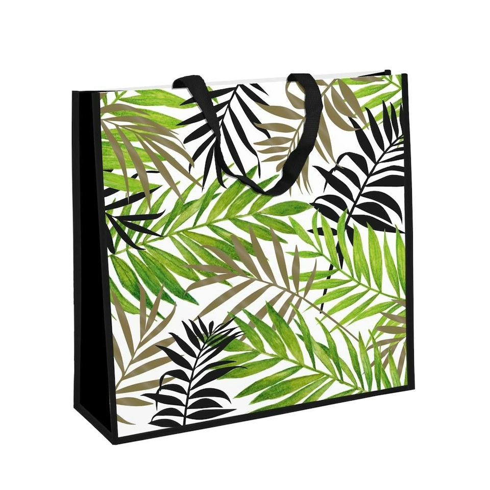 image 1 of Pack of 12 Tropical Palm Jumbo Square PP Woven Gift Bags