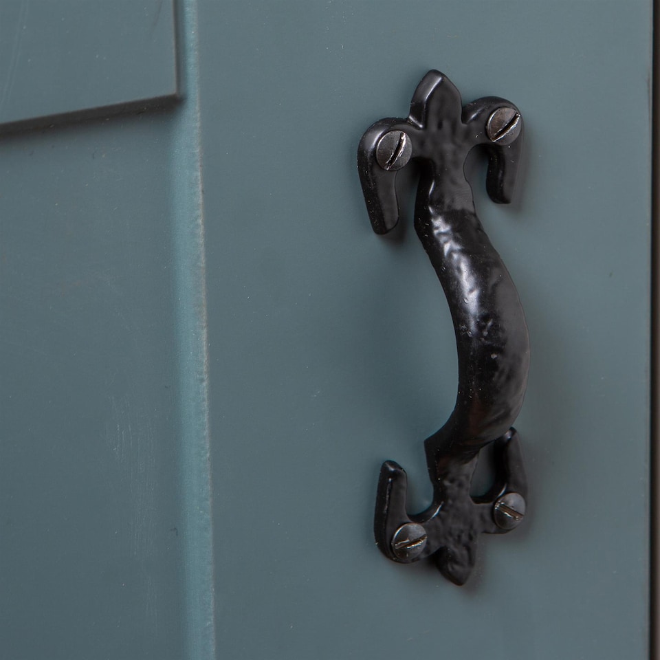 image 1 of Hammer & Tongs Rustic Fleur De Lis Door Handle - H105mm - Black | Black | Black