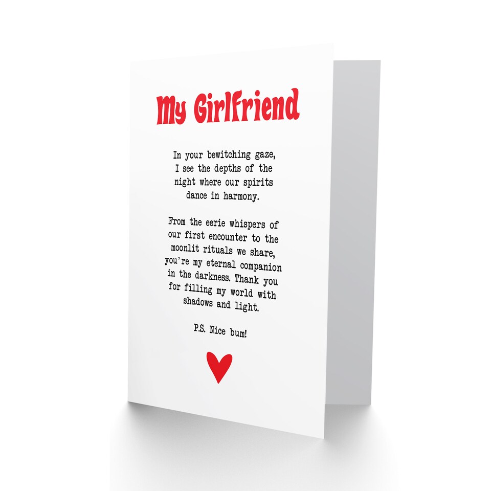 image 1 of Greeting Card Love Poem Goth Girlfriend Romantic Fun Valentine's Day