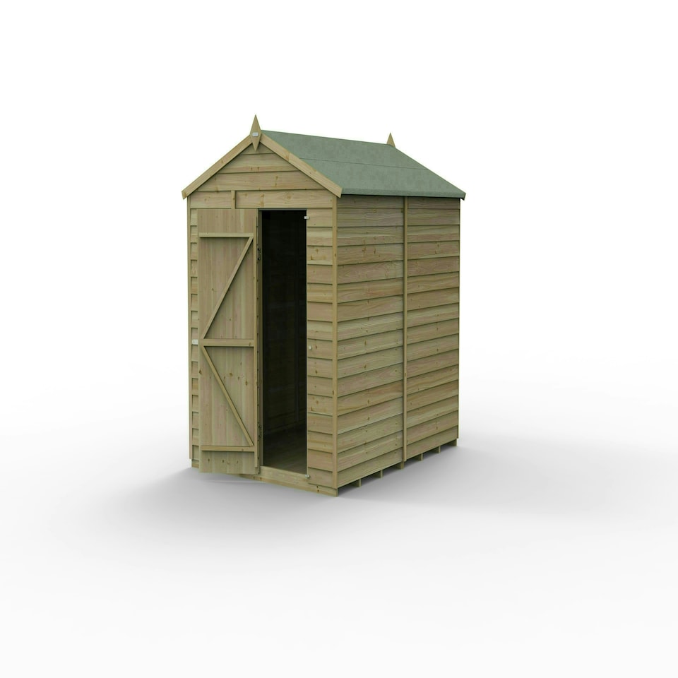 image 1 of Forest Garden 6x8 4LIFE Apex Shed 25yr Guarantee Overlap Pressure Treated - Single Door - No Window Brown