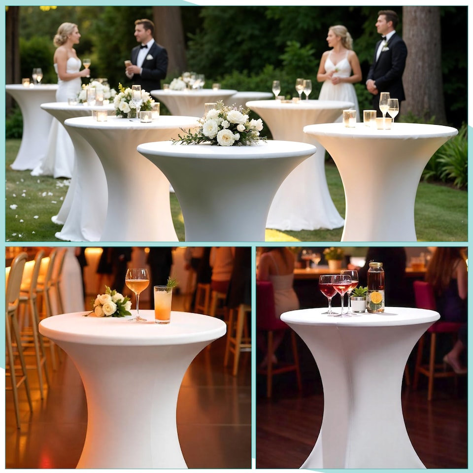 image 1 of 1pc Cocktail Spandex Tablecloth, Table Cover with Leg Pockets - 32" Round