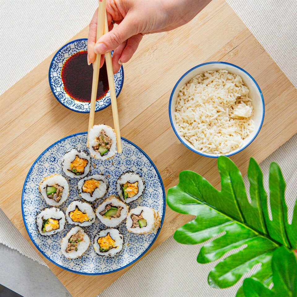 image 1 of Nicola Spring Hand-Printed Rice Bowls - 12cm - Navy - Pack of 6 Blue