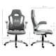 image 3 of Vinsetto Computer Gaming Chair, Office Desk Swivel Chair, PU Leather Racing Chair with 90 Flip-up Armrest, Adjustable Height and Rolling Wheels, Grey