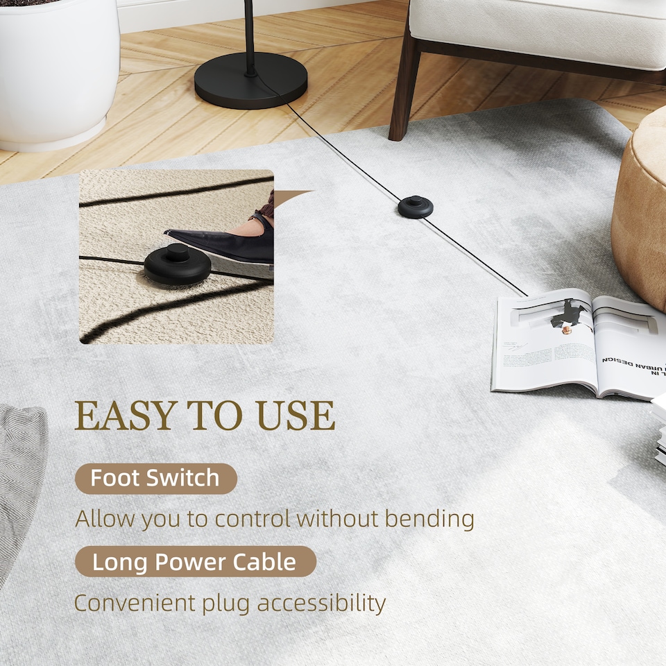 image 1 of HOMCOM 3-Light Tree Floor Lamps for Living Room, Modern Standing Lamp for Bedroom with Globe Lampshade, Steel Base, Bulb not Included, Black | Black