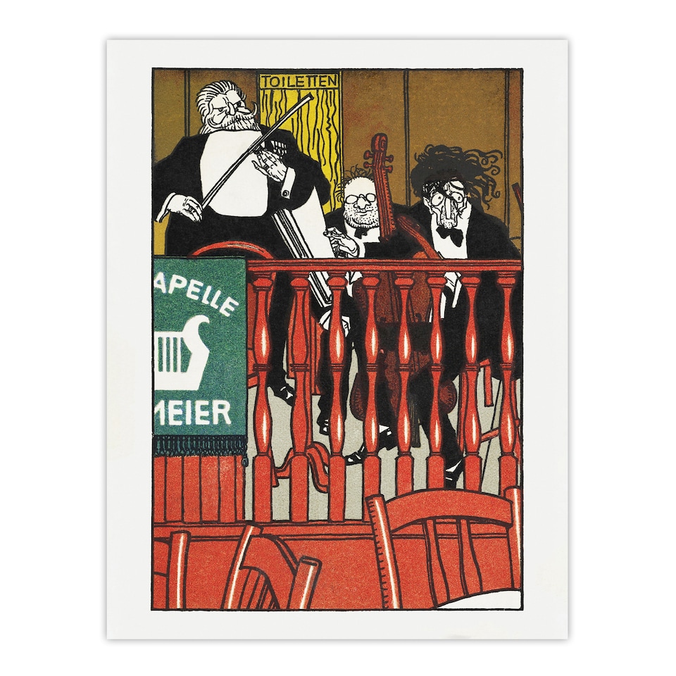 image 1 of Moriz Jung Salon Orchestra Meier Musicians Caricature Framed Wall Art Print A3