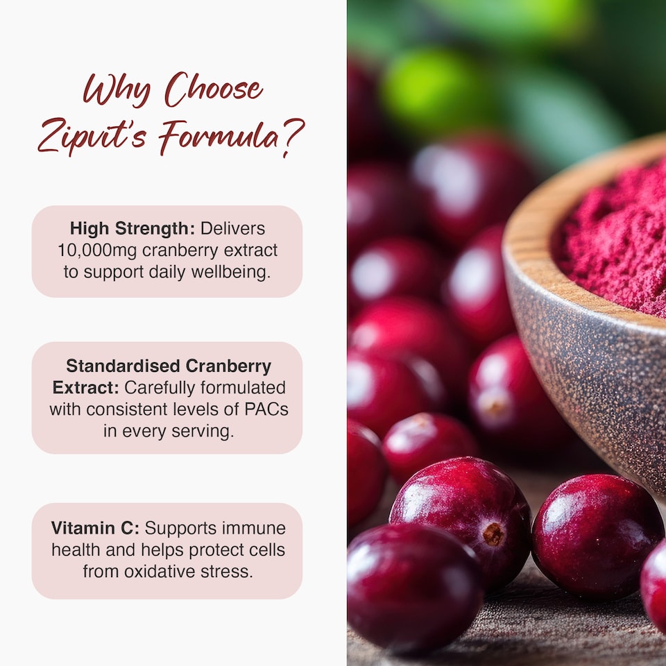 image 1 of Zipvit Cranberry 10,000mg with Vitamin C, Daily Immune Support, 120 Vegan Tablets, 4-Month Supply