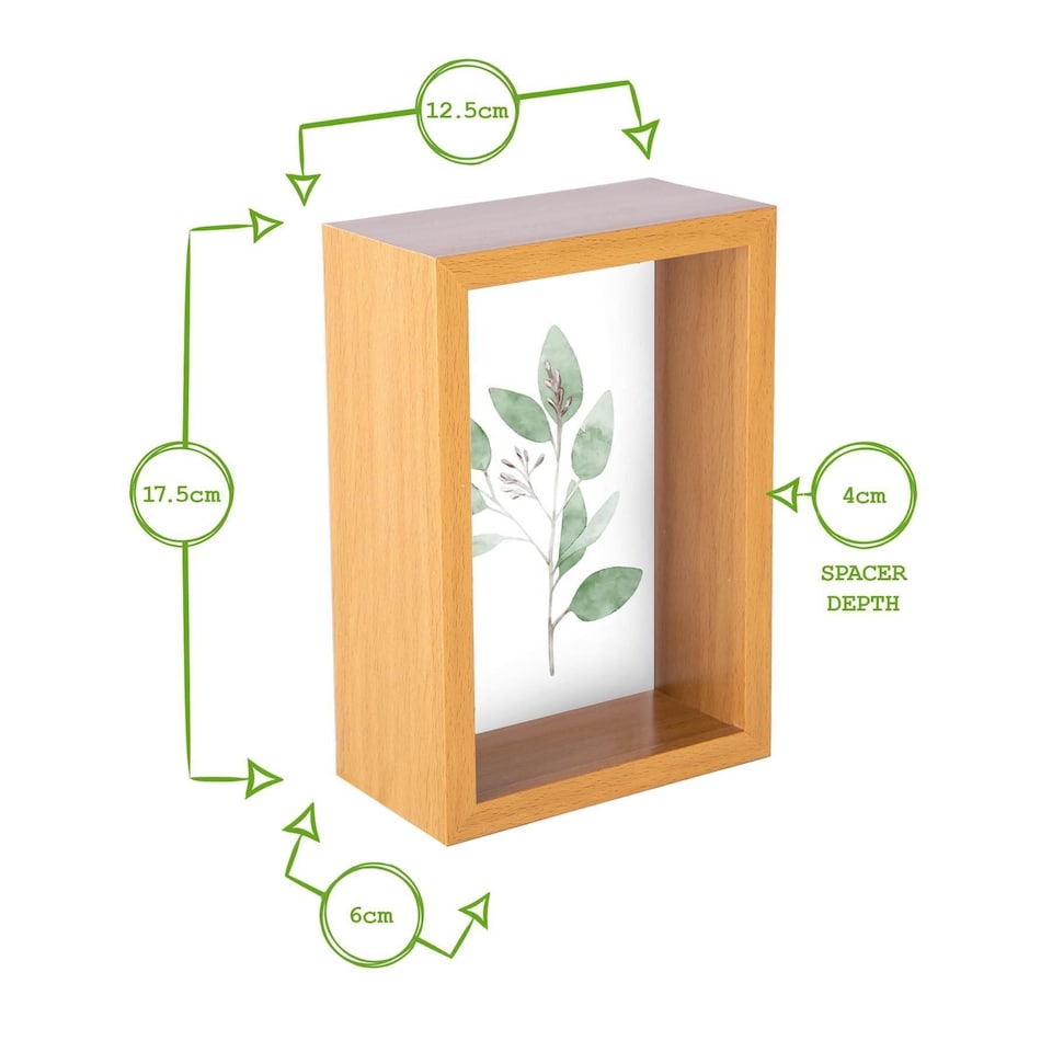 image 1 of Nicola Spring 4 x 6" Deep Photo Frame - White - 3D Deep Box Picture Frame Portrait Display Case (17.5 x 12.5cm)