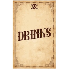 Skull Drinks PVC Party Sign Decoration 25cm x 41cm
