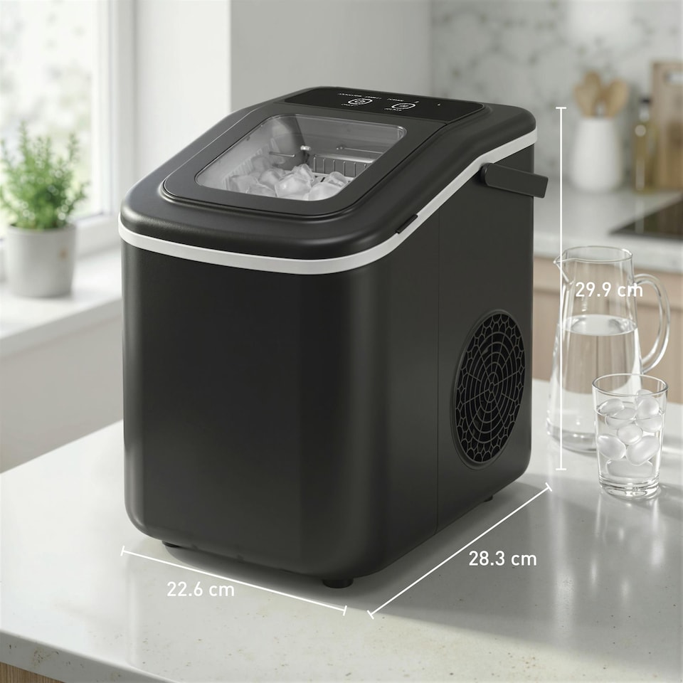 image 1 of HOMCOM Countertop Ice Maker Machine 12kg/24H Self-Cleaning 2 Sizes Black