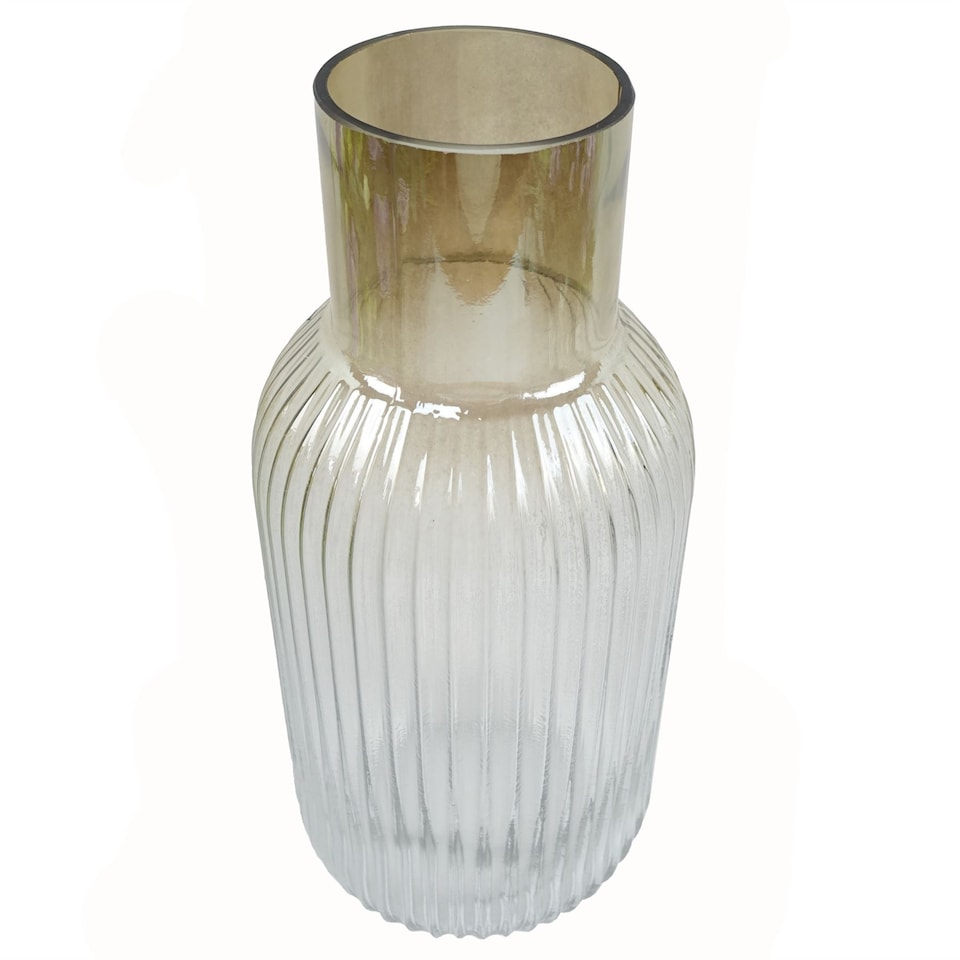 image 1 of Glass Vase Ridged Ombre Glass Vase 34cm Botanik | Brown | 34