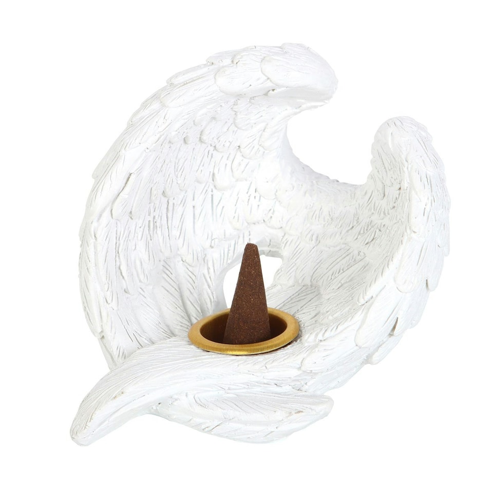 image 1 of Something Different Resin Angel Wings Incense Cone Holder - White - One Size