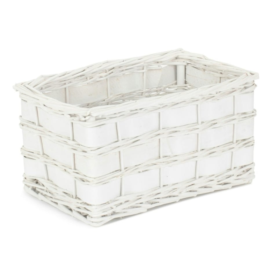 image 1 of Unlined White Scandi Storage Basket White | White | S