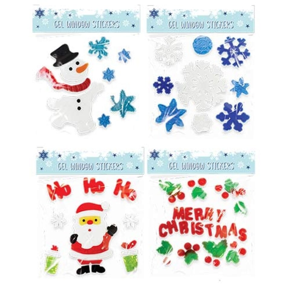 Assorted Christmas Gel Window Stickers Sheet