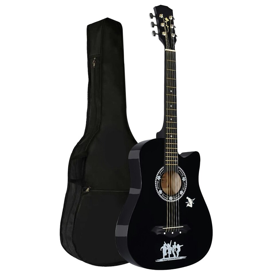 image 1 of Classic 38" 4/4 Acoustic Guitar – 6-String, Full Size, Unisex, Ideal for Beginners and Students, Black Brown