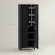 image 7 of HOMCOM Modern Kitchen Cupboard Storage Cabinet with 4 Shelves, Black Black | Natural wood top