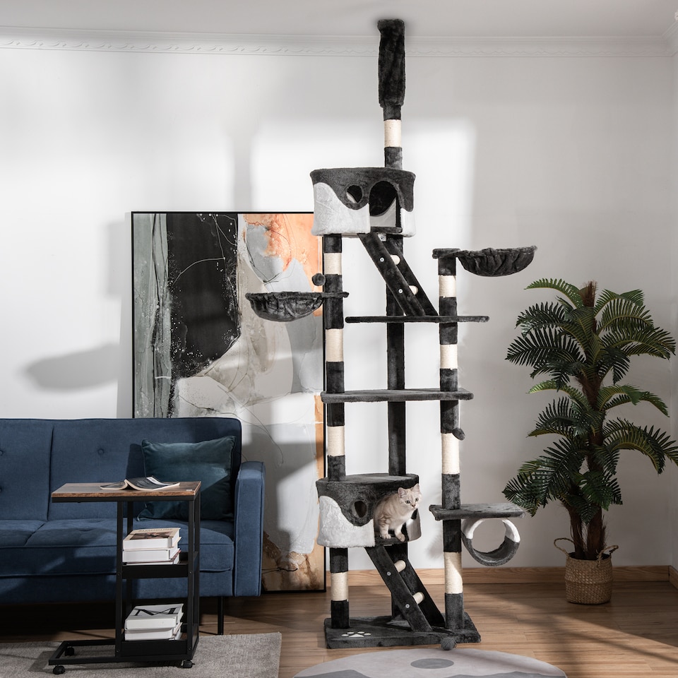 image 1 of PawHut Kitten Tower Adjustable 240-260cm, Scratch Posts, Houses