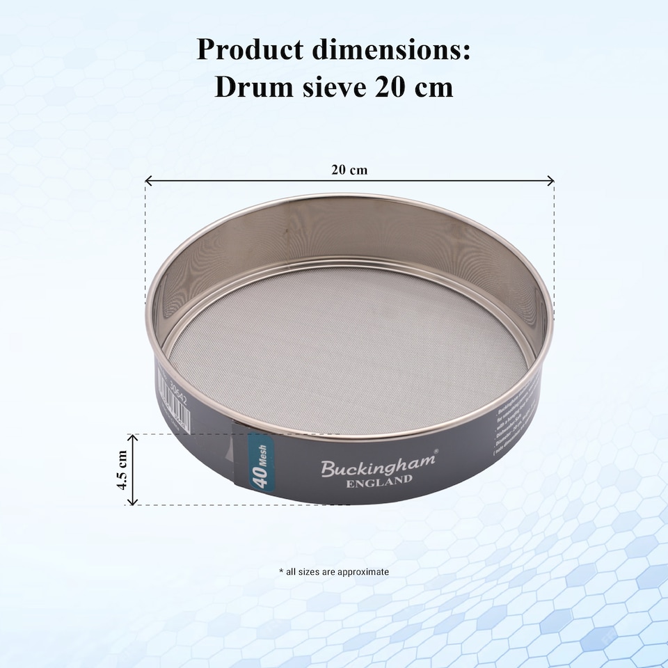 image 1 of Buckingham Mesh Drum Sieve Stainless Steel 20 cm