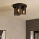 image 1 of EGLO Colomera Black Glass & Steel Flush Mount Ceiling Light