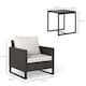 image 3 of Outsunny 3PCS Rattan Bistro Glass Top Table and Chairs Set with 4 Cushions