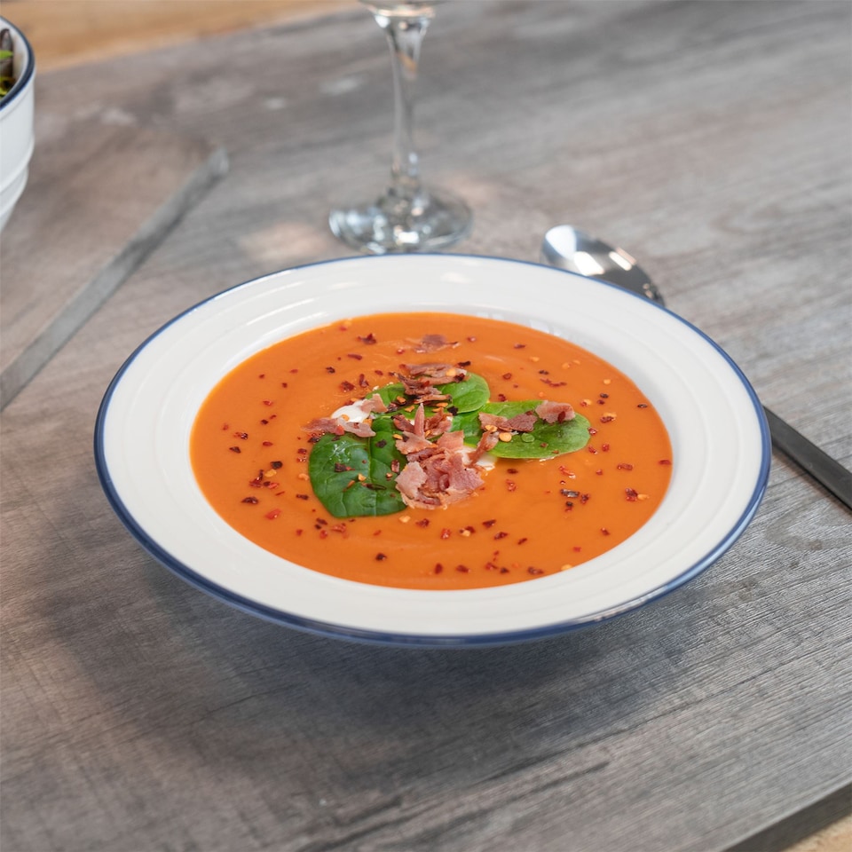 image 1 of Nicola Spring White Farmhouse Soup Plates - 22cm - Pack of 6 | White | White