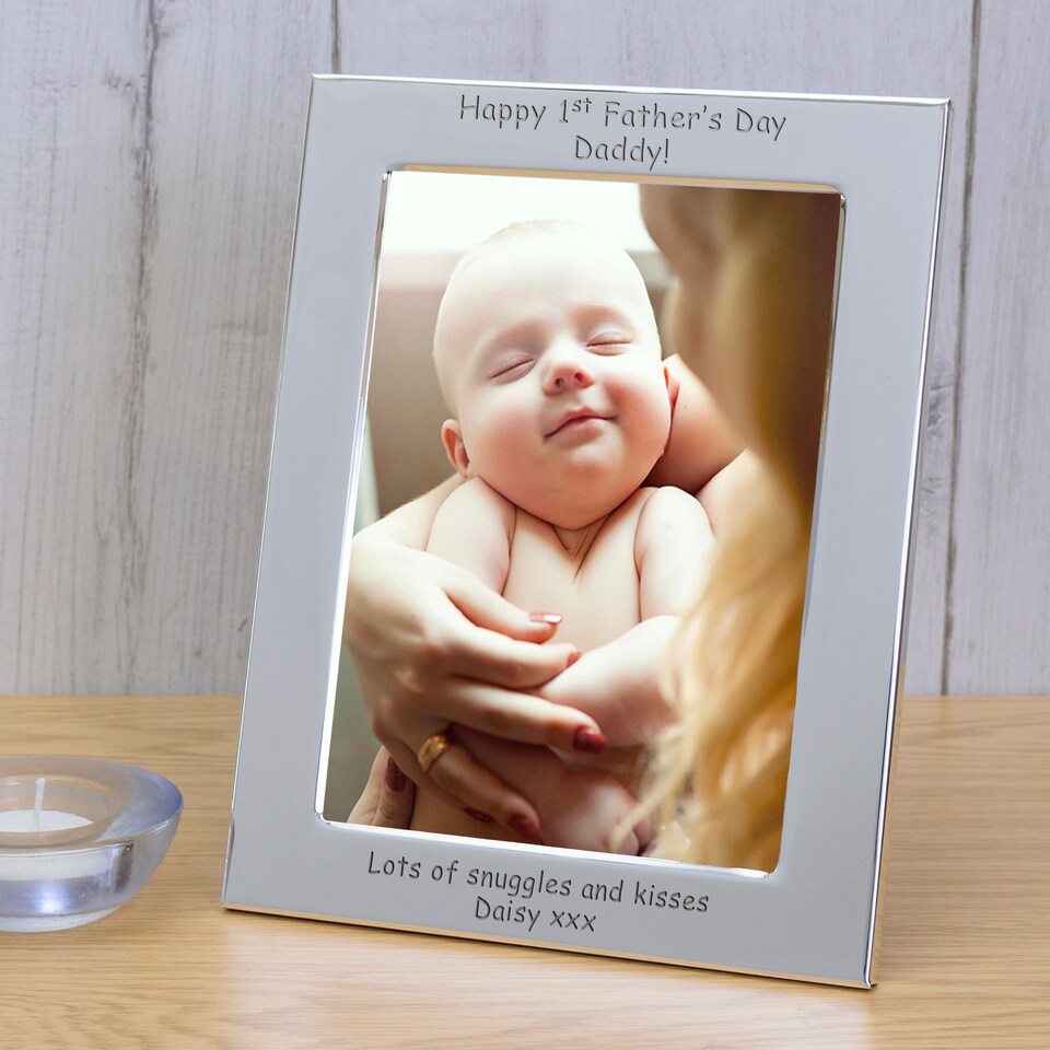 image 1 of Personalised Happy 1st Father's Day Daddy Silver Plated 6x4 Picture Frame
