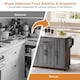 image 3 of VILUXE Mobile Kitchen Island with Foldable Worktop, Hidden Cutlery Drawer, Large Drawer, Adjustable Shelves, Door Racks, Towel Rack, Spice Rack and 5 Wheels, Grey