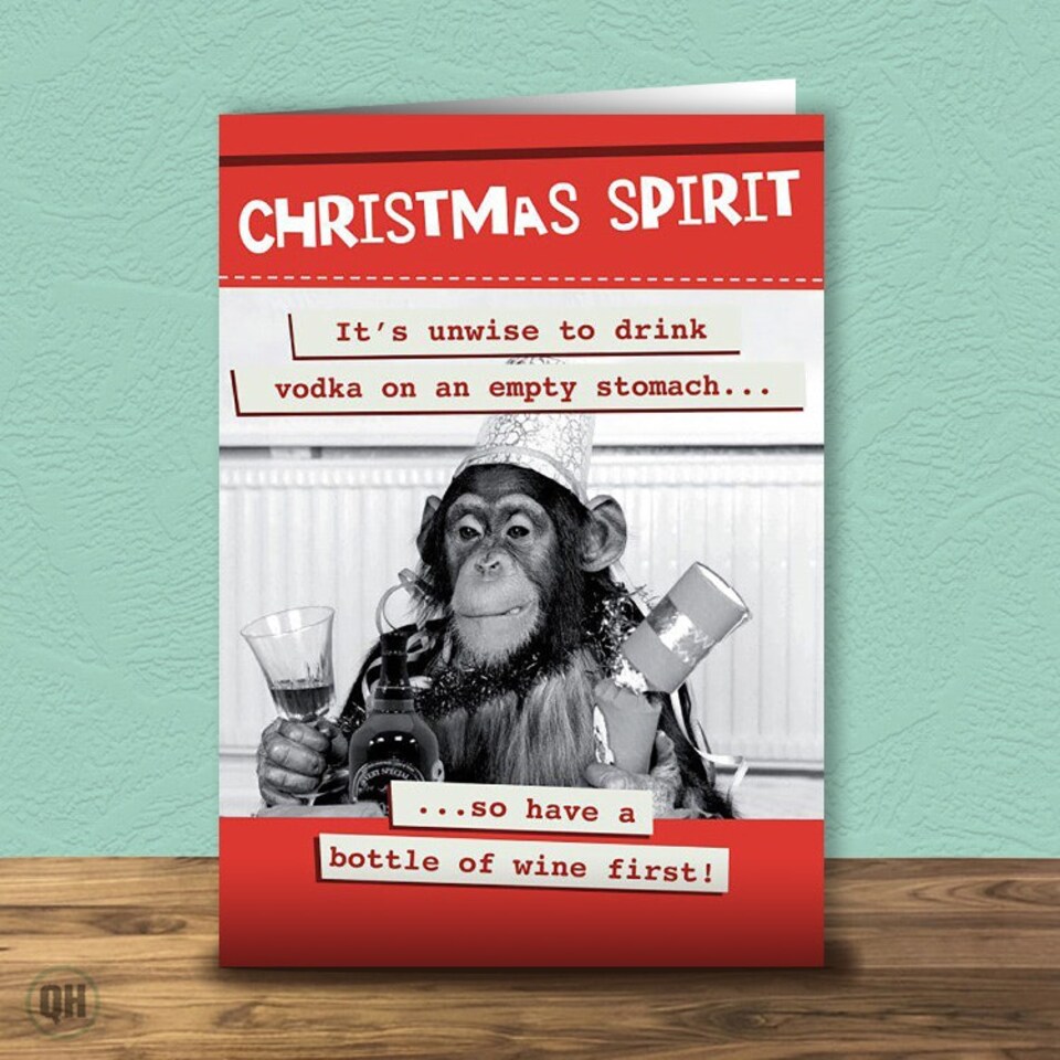 Unwise To Drink On An Empty Stomach - Funny Christmad Card