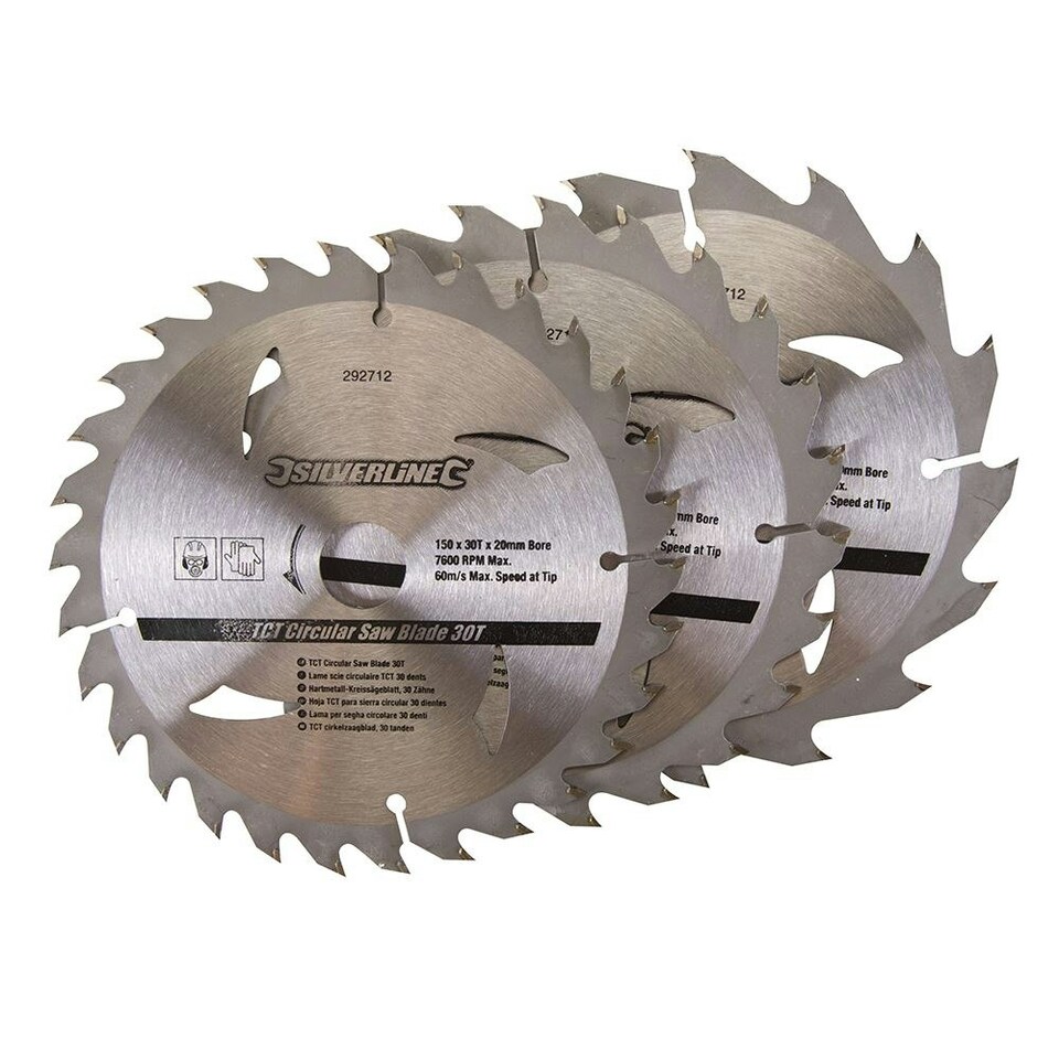 Silverline - TCT Circular Saw Blades 16, 24, 30T 3pk