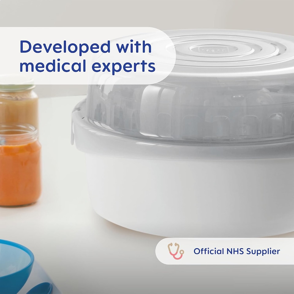 image 1 of MAM Microwave Natural Cleaning Steam Baby Bottle Steriliser Grey