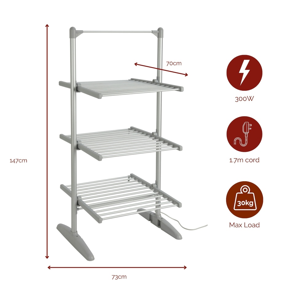 image 1 of Rediffusion 3 Tier Heated Clothes Airer