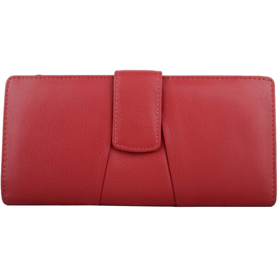 image 1 of London Leathergoods Womens Leather RFID Protected Money / Coin / Credit Card Holder Purse Pleated Design - Red | Red | Red