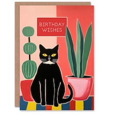 Black Cat Lover Plants Wishes For Him Her Birthday Card