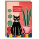 image 1 of Black Cat Lover Plants Wishes For Him Her Birthday Card